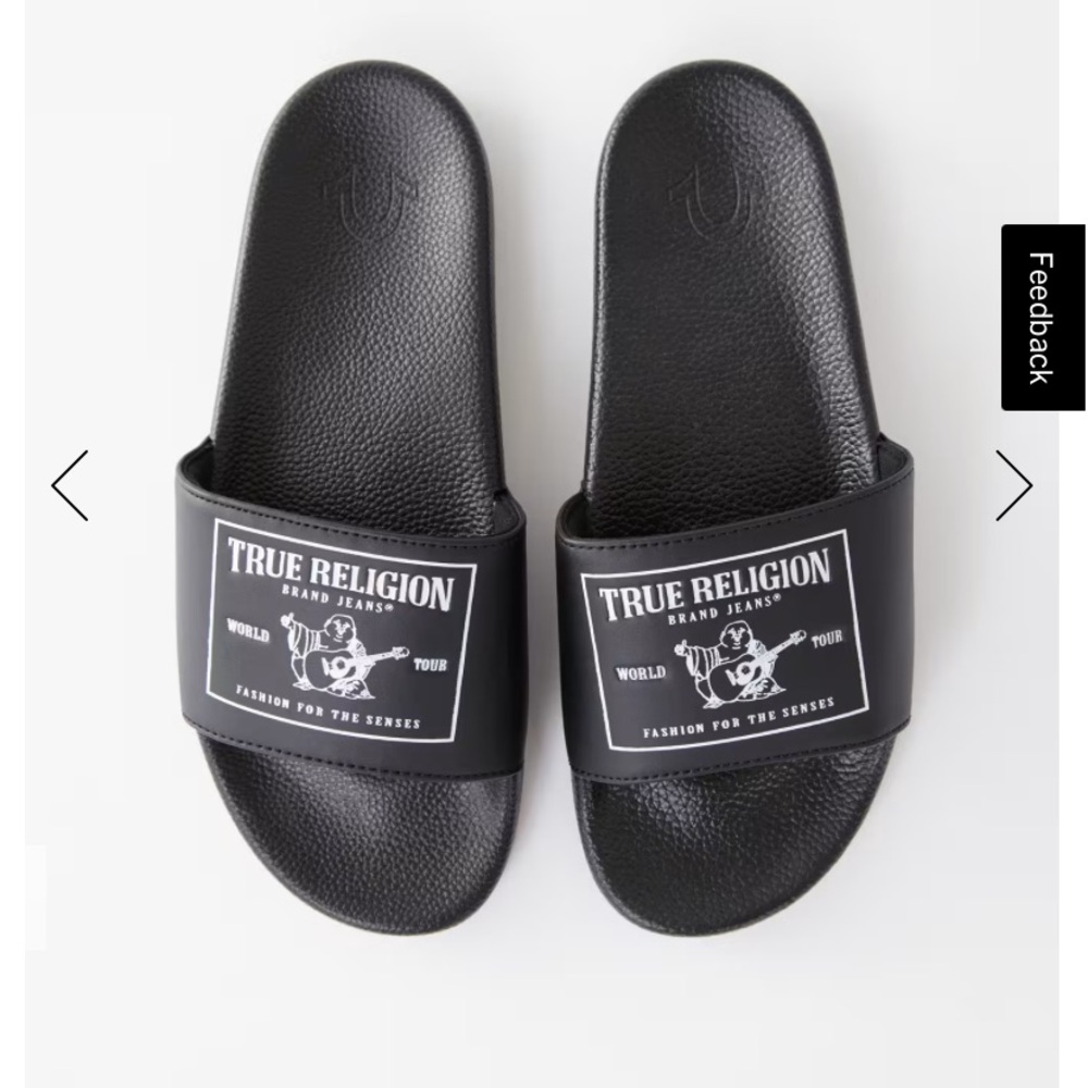 True Religion NWT Black Slides